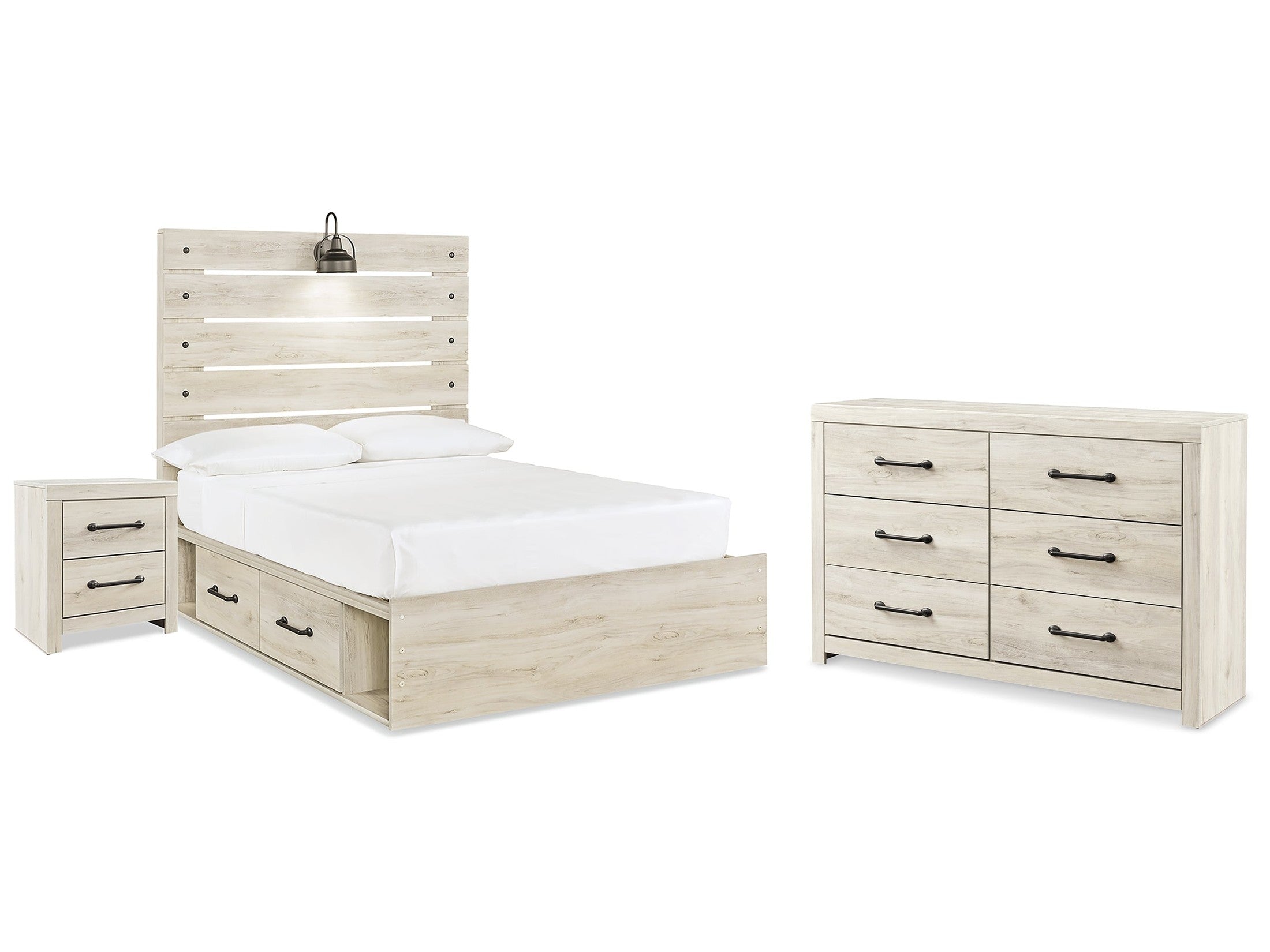 Cambeck Whitewash Full Panel Storage Bedroom Set