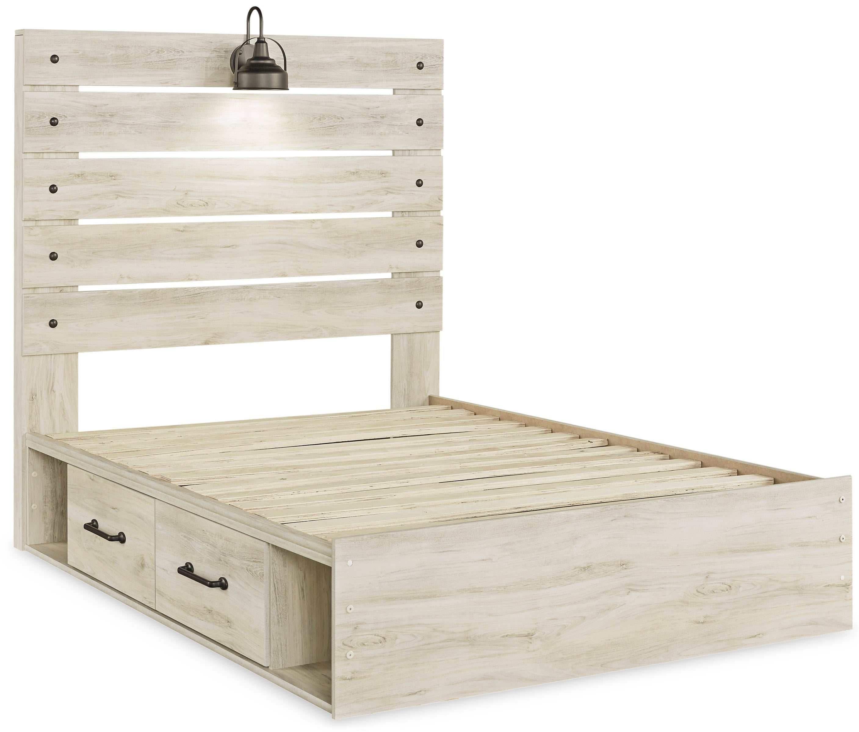 Cambeck Whitewash Full Panel Youth Bed w/ 2 Storage Drawers