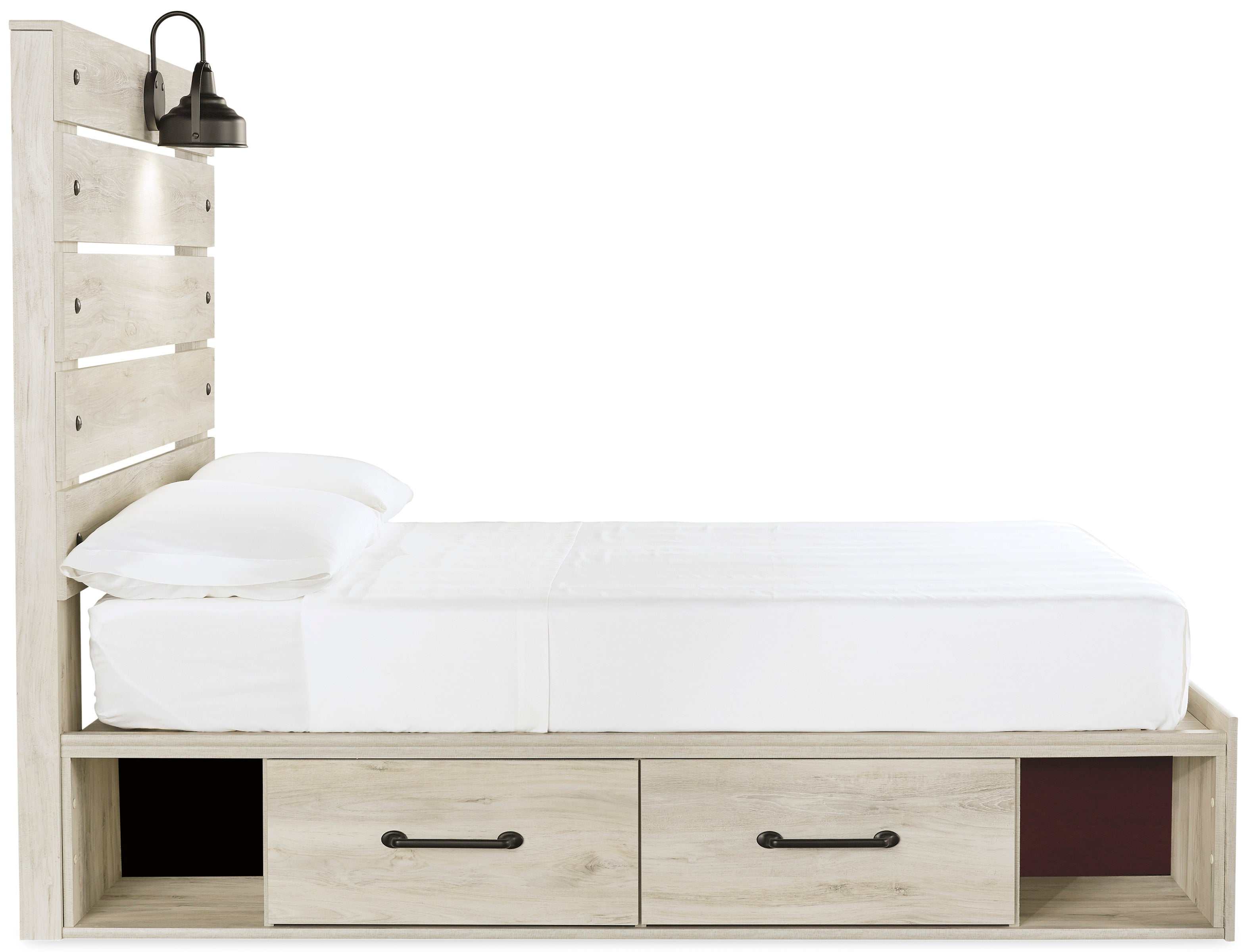 Cambeck Whitewash Full Panel Youth Bed w/ 2 Storage Drawers