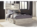 Cambeck Whitewash Full Panel Youth Bed w/ 2 Storage Drawers