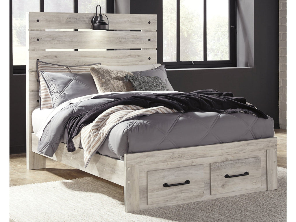Cambeck Whitewash Full Panel Youth Bed with 2 Storage Drawers