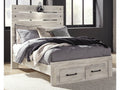 Cambeck Whitewash Full Panel Youth Bed with 2 Storage Drawers