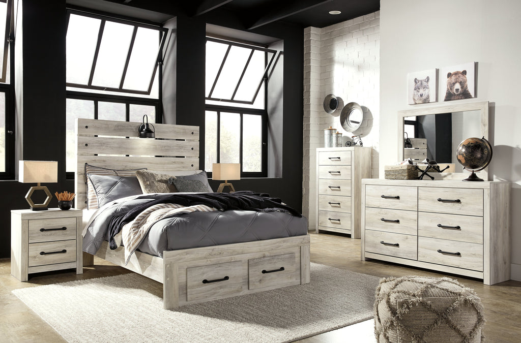Cambeck Whitewash Full Panel Youth Bed with 2 Storage Drawers