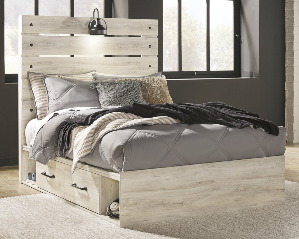Cambeck Whitewash Full Panel Youth Bed with 4 Storage Drawers