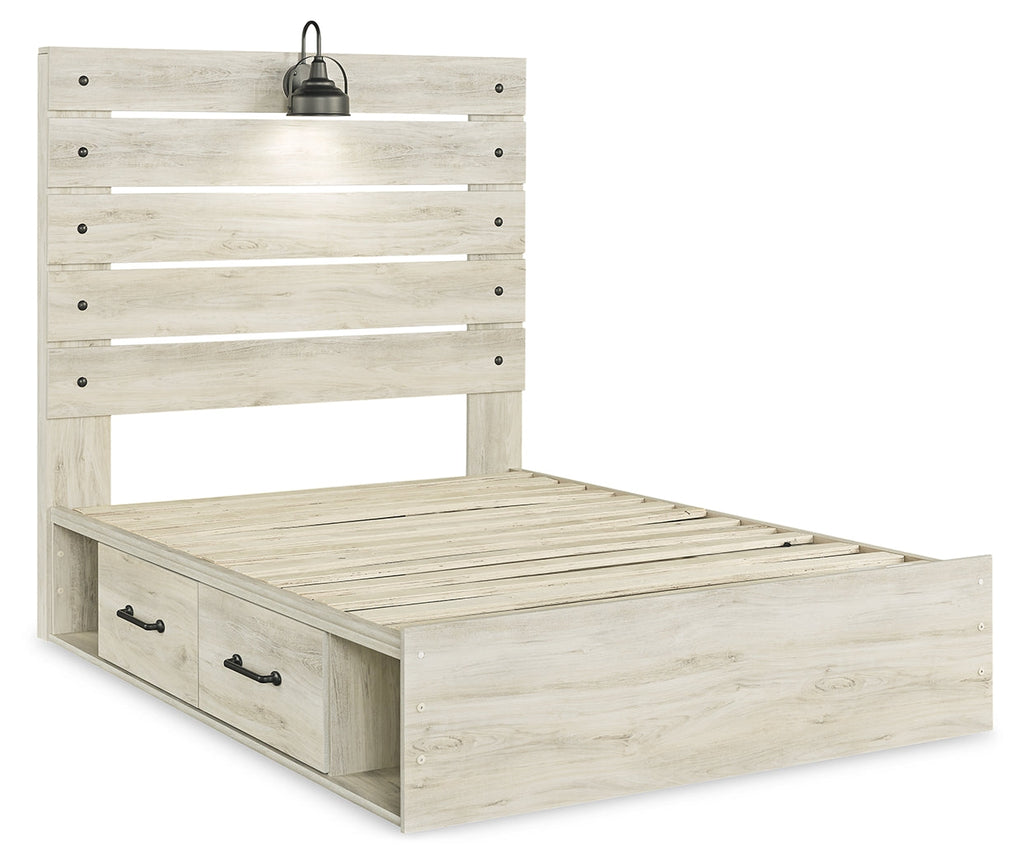 Cambeck Whitewash Full Panel Youth Bed with 4 Storage Drawers