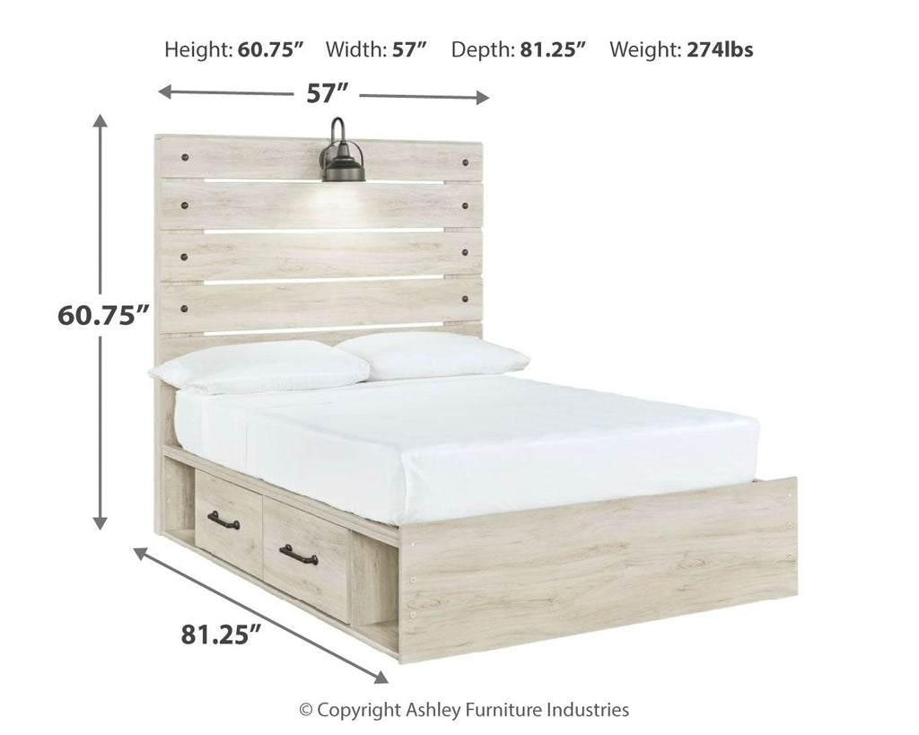 Cambeck Whitewash Full Panel Youth Bed with 4 Storage Drawers