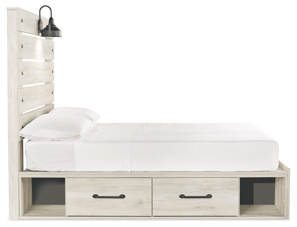 Cambeck Whitewash Full Panel Youth Bed with 4 Storage Drawers
