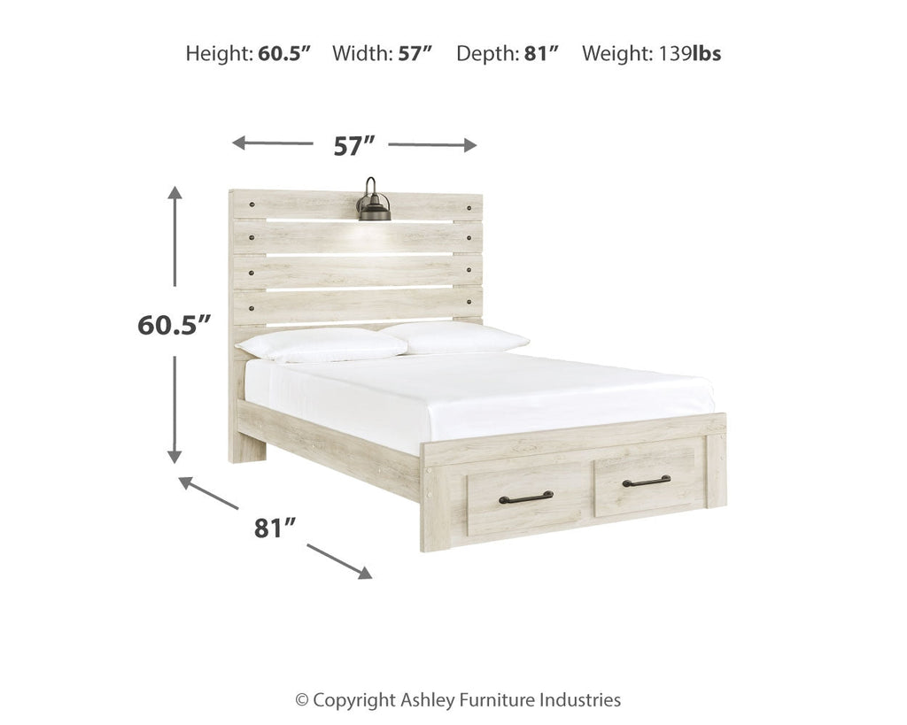 Cambeck Whitewash Full Storage Bed, Dresser and Mirror