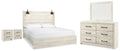 Cambeck Whitewash King Panel Bed, Dresser, Mirror and 2 Nightstands