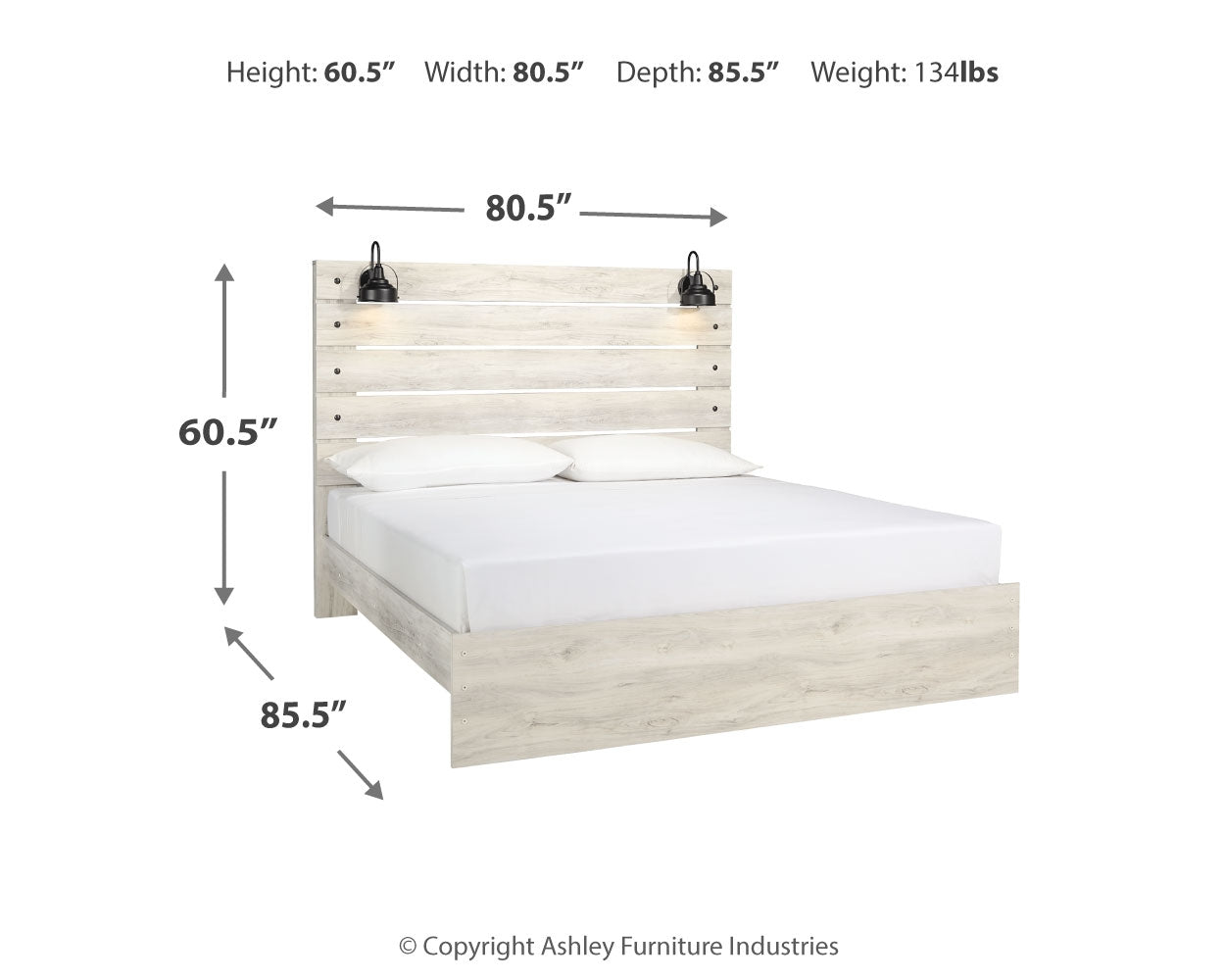 Cambeck Whitewash King Panel Bed, Dresser, Mirror and 2 Nightstands