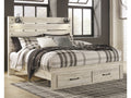 Cambeck Whitewash King Panel Bed with 2 Storage Drawers
