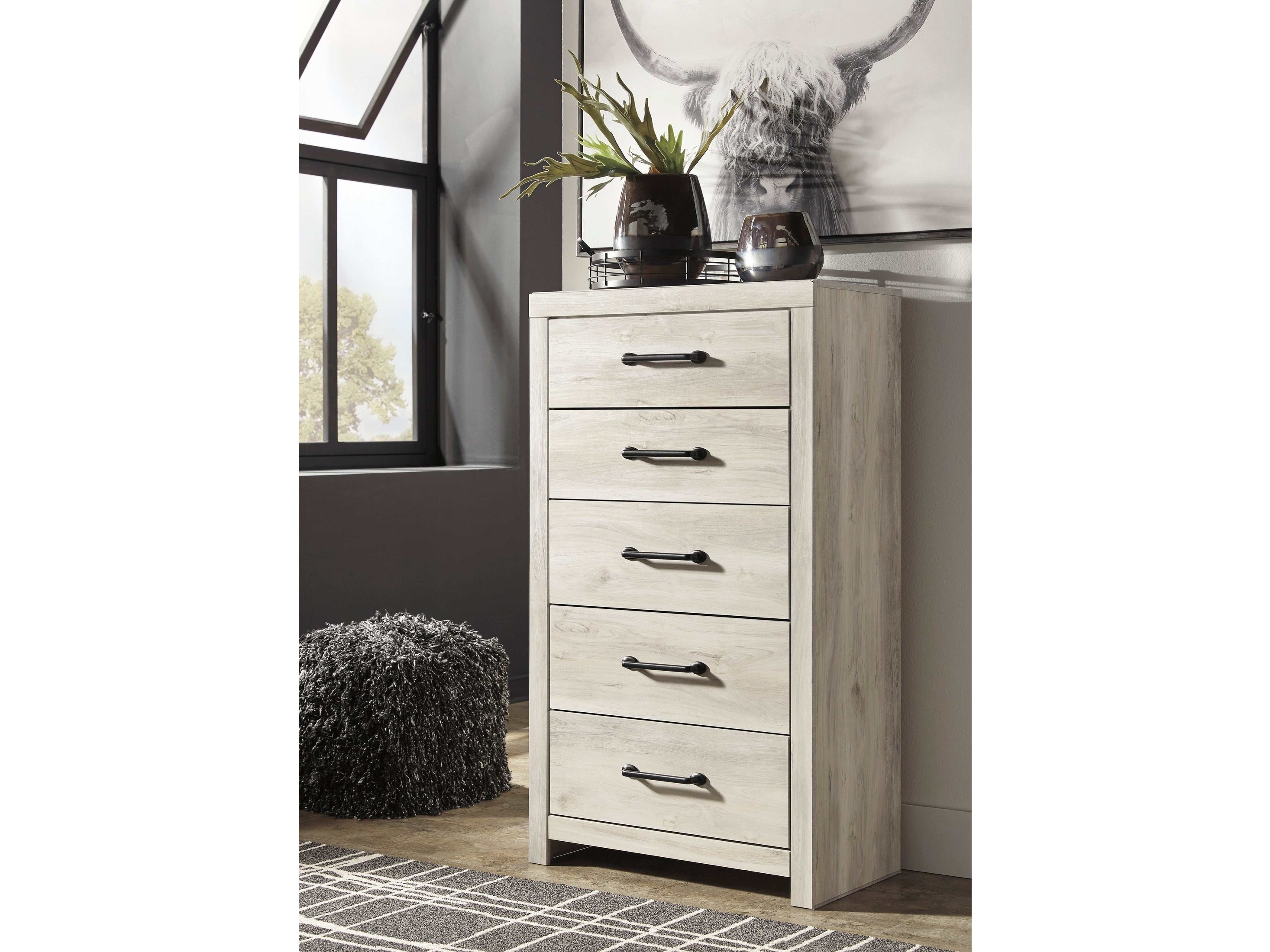 Cambeck Whitewash King Panel Bedroom Set w/ 2 Storage Drawers