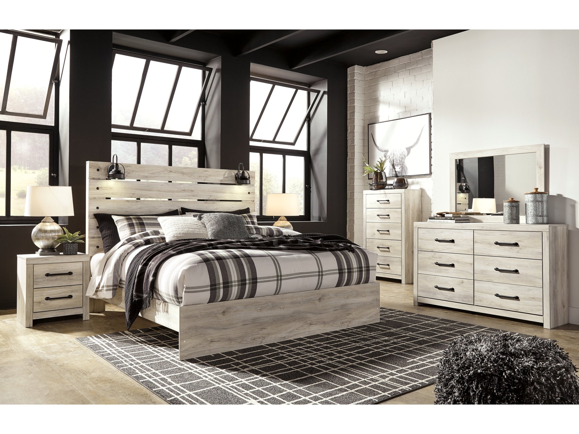 Cambeck Whitewash King Panel Bedroom Set
