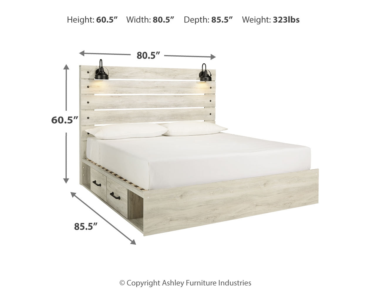 Cambeck Whitewash King Panel Bedroom Set