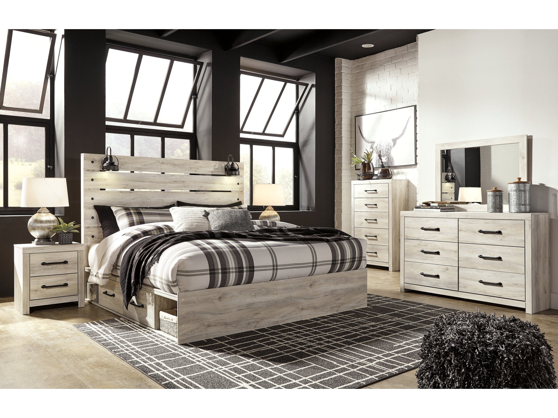 Cambeck Whitewash King Panel Bedroom Set