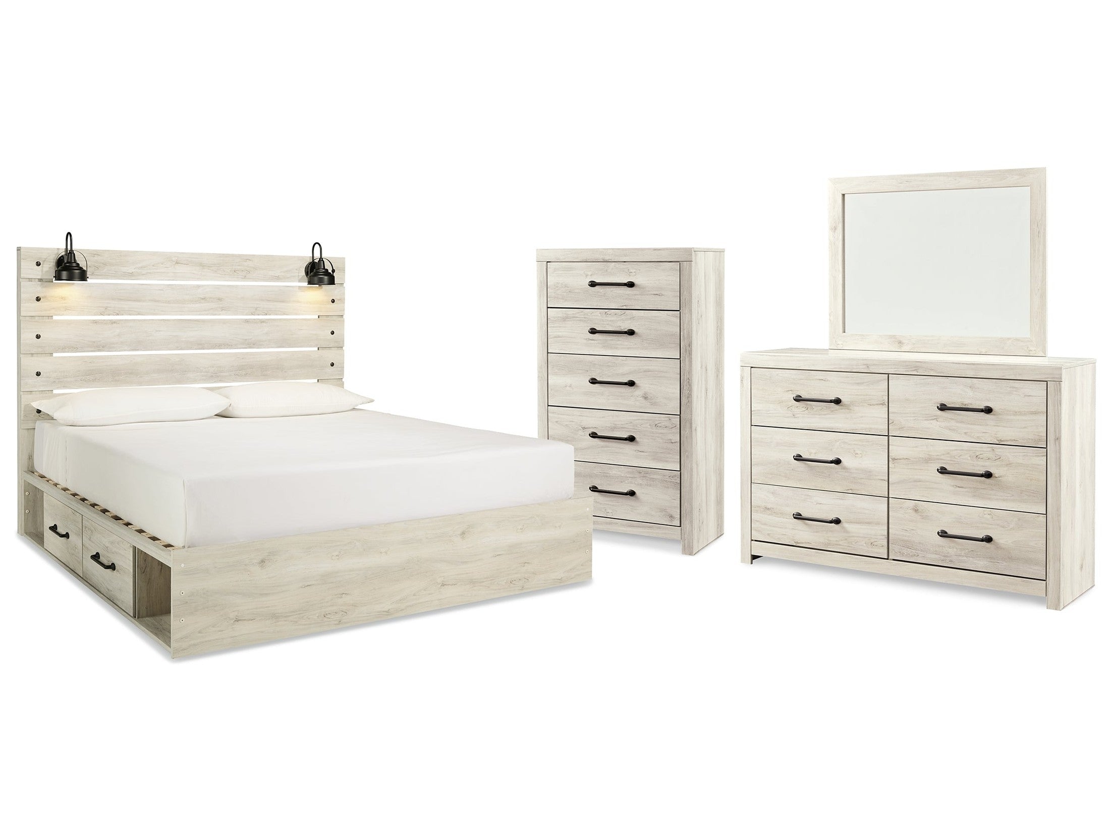 Cambeck Whitewash King Panel Bedroom Set