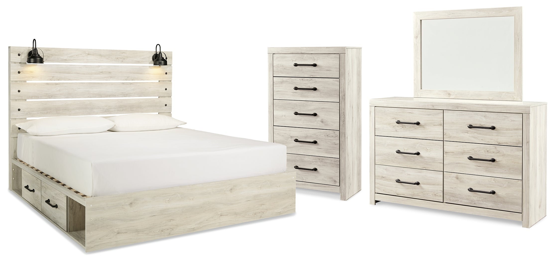 Cambeck Whitewash King Panel Bedroom Set