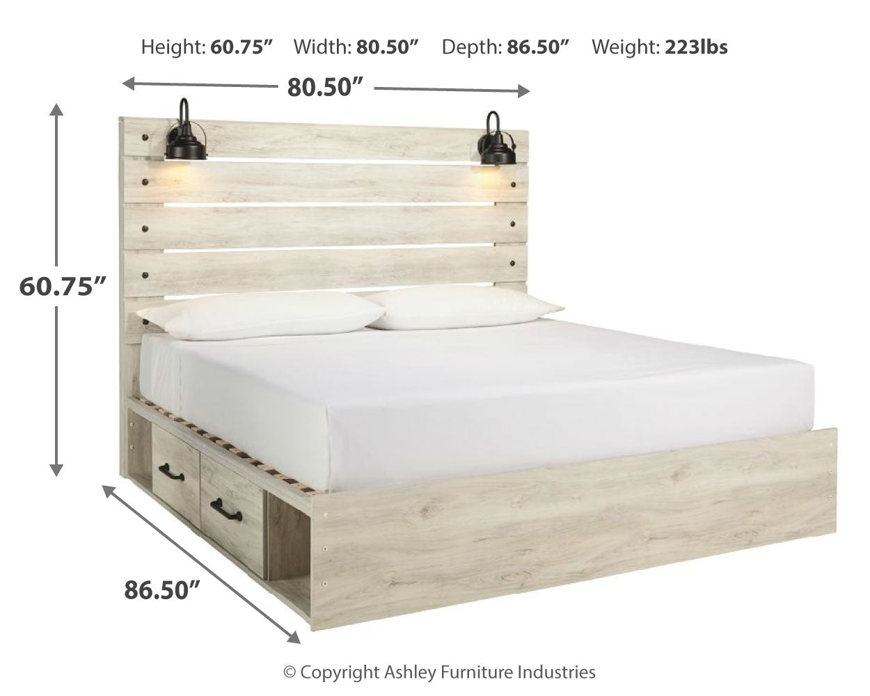 Cambeck Whitewash King Panel Bedroom Set