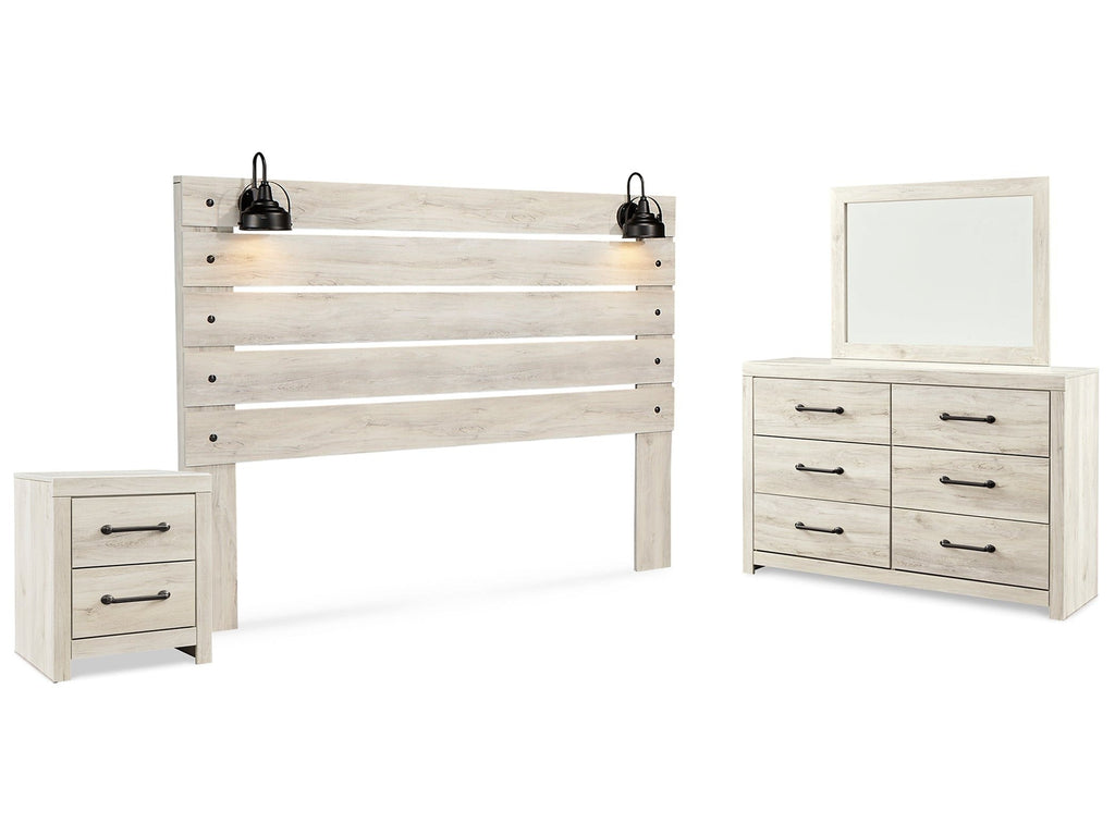 Cambeck Whitewash King Panel Headboard, Dresser, Mirror and Nightstand