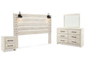 Cambeck Whitewash King Panel Headboard, Dresser, Mirror and Nightstand
