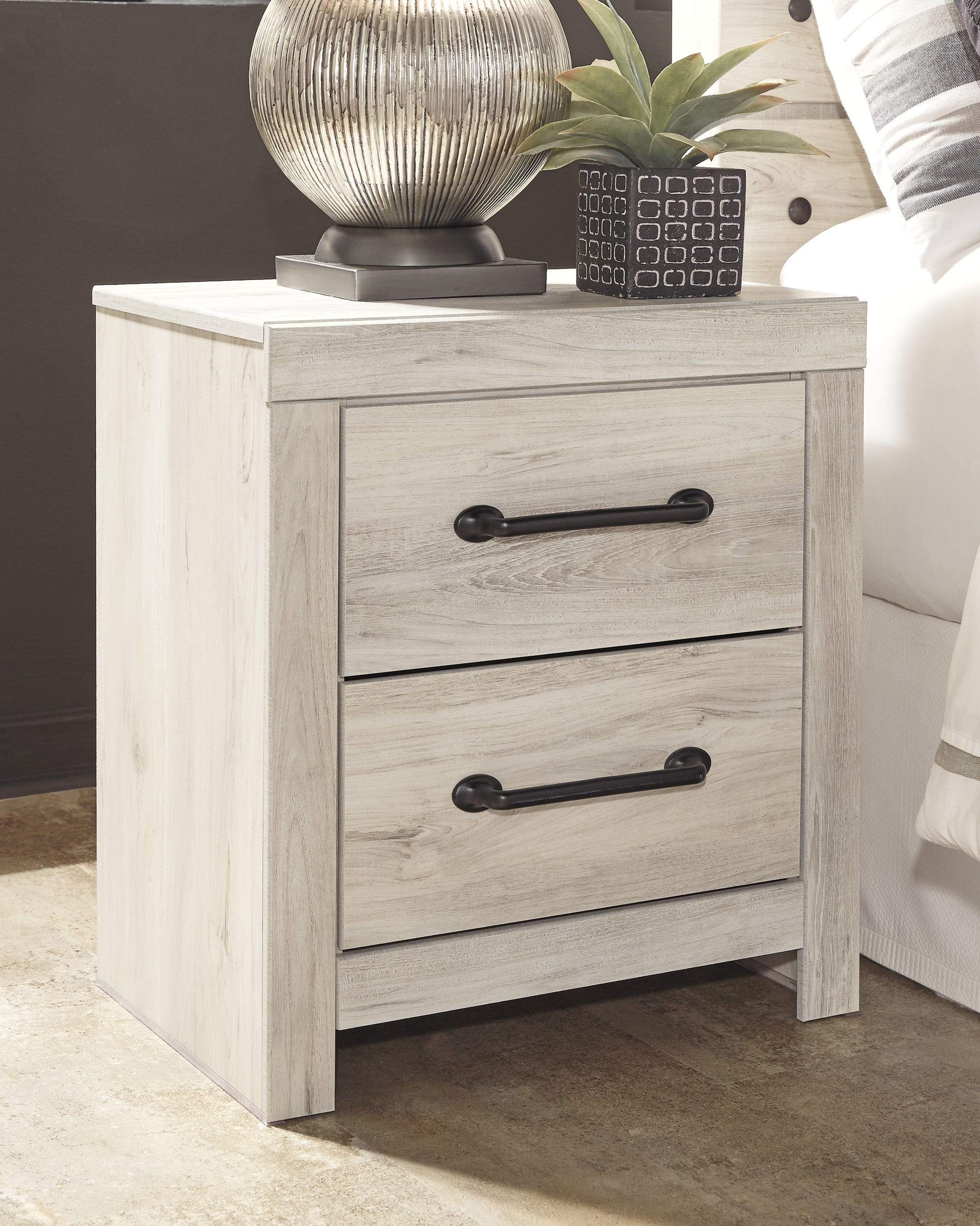 Cambeck Whitewash King Panel Storage Bed, Dresser, Mirror, Chest and Nightstand