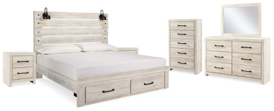 Cambeck Whitewash King Panel Storage Bedroom Set