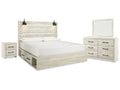 Cambeck Whitewash King Panel Storage Bedroom Set