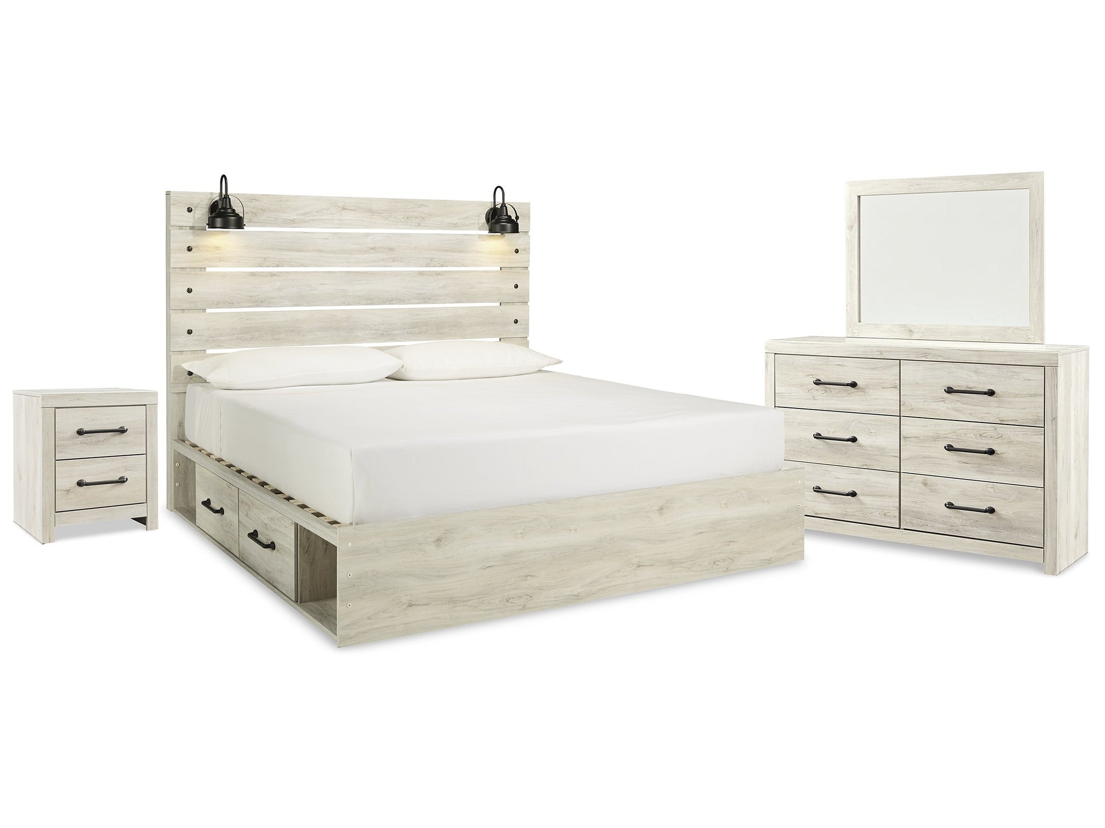 Cambeck Whitewash King Panel Storage Bedroom Set