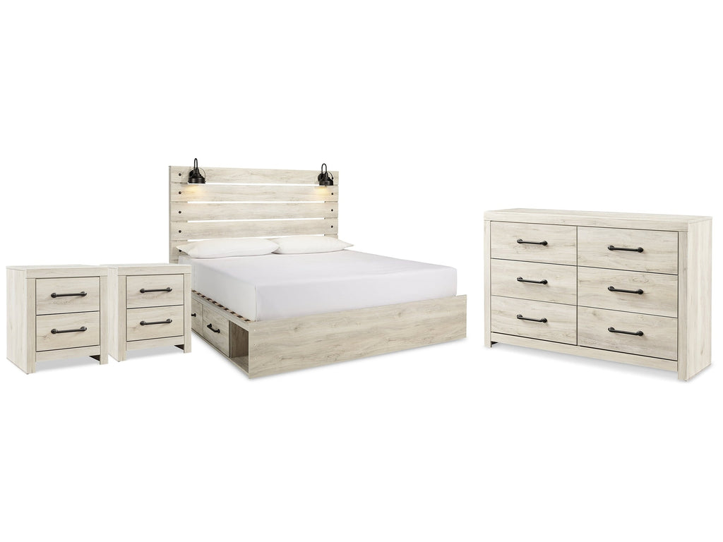 Cambeck Whitewash King Panel Storage Bedroom Set