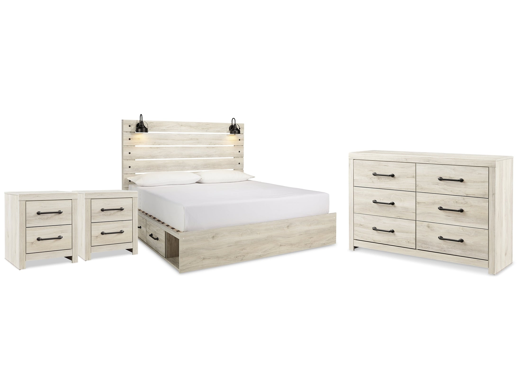 Cambeck Whitewash King Panel Storage Bedroom Set