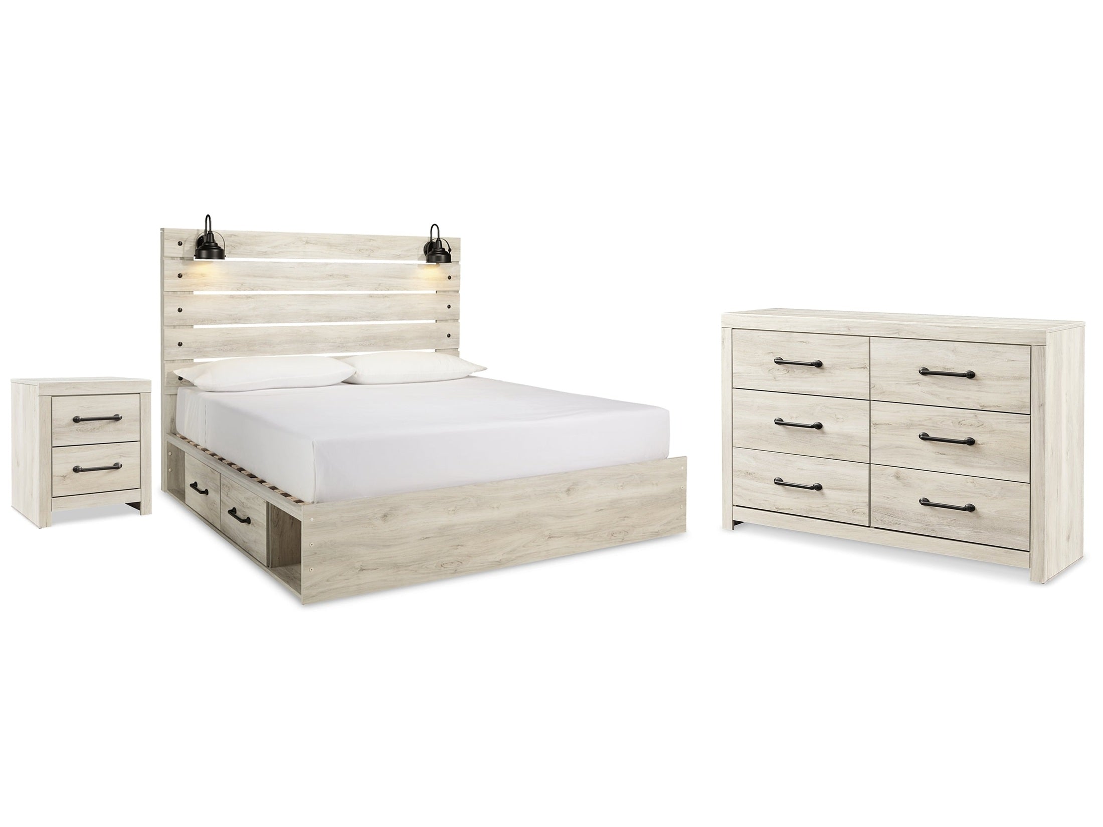Cambeck Whitewash King Panel Storage Bedroom Set
