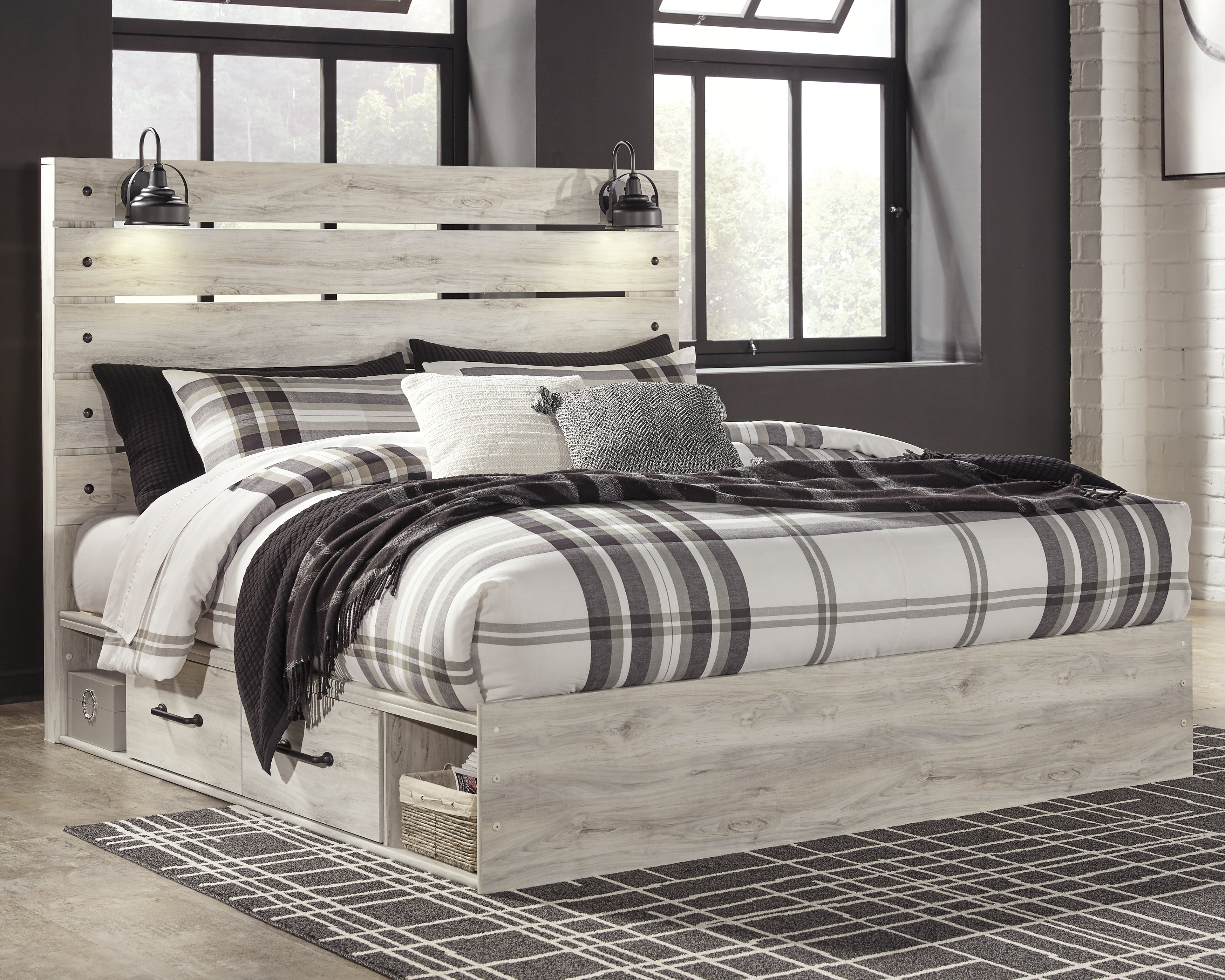 Cambeck Whitewash King Panel Storage Bedroom Set