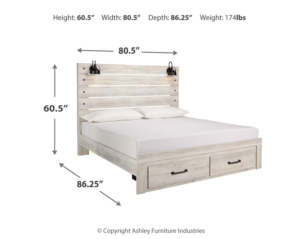 Cambeck Whitewash King Storage Bedroom Set