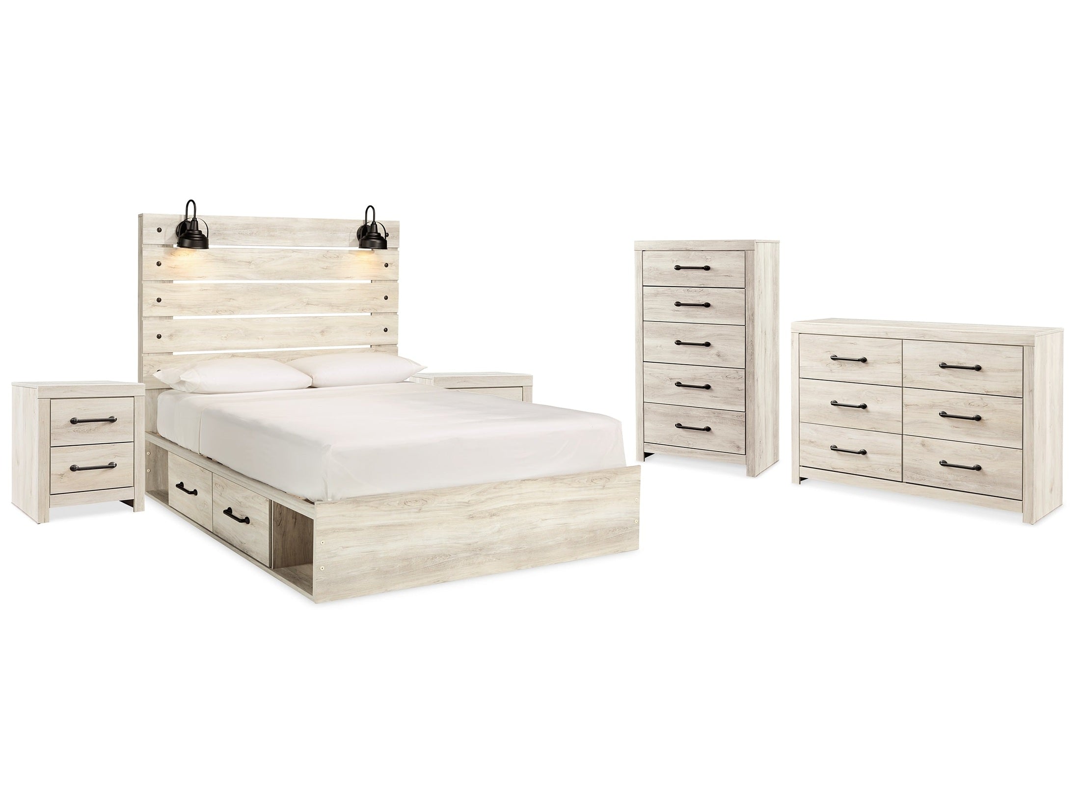 Cambeck Whitewash King Storage Bedroom Set