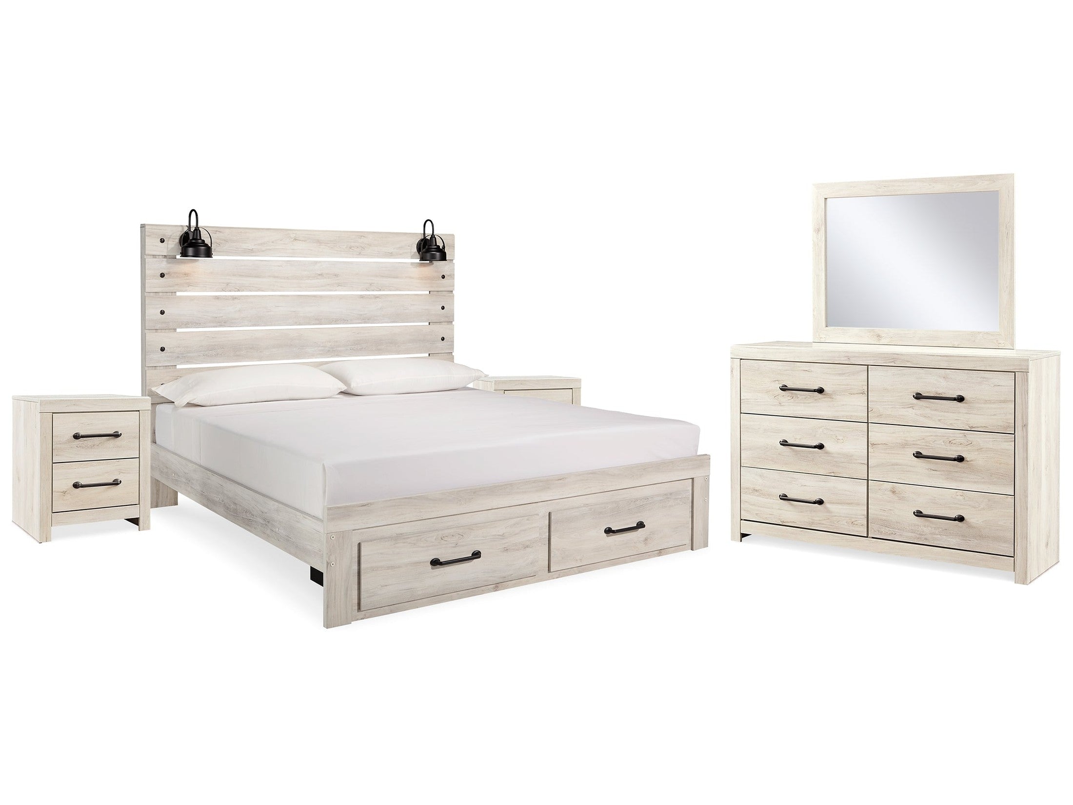 Cambeck Whitewash King Storage Bedroom Set