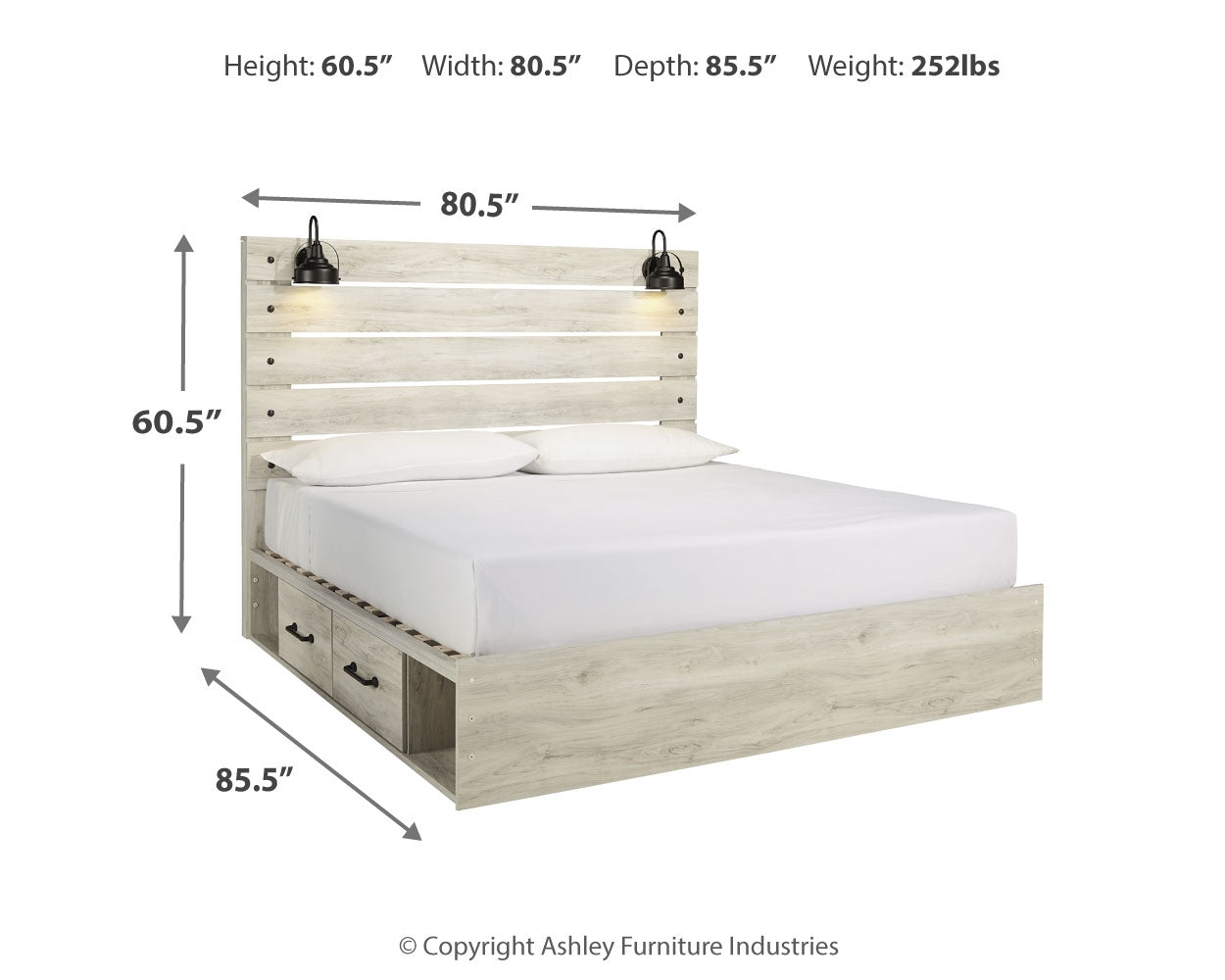 Cambeck Whitewash King Storage Bedroom Set