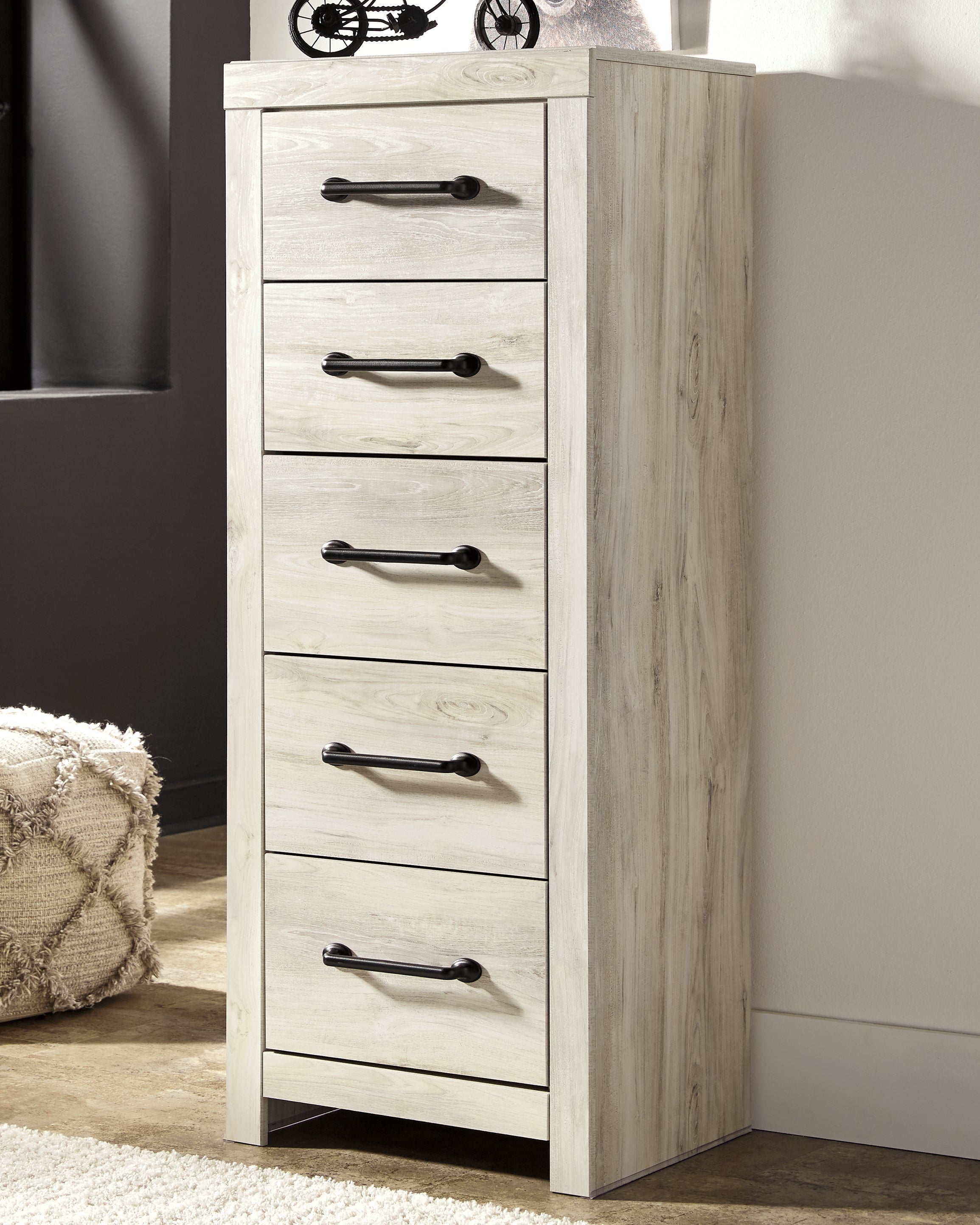 Cambeck Whitewash Narrow Chest of Drawers