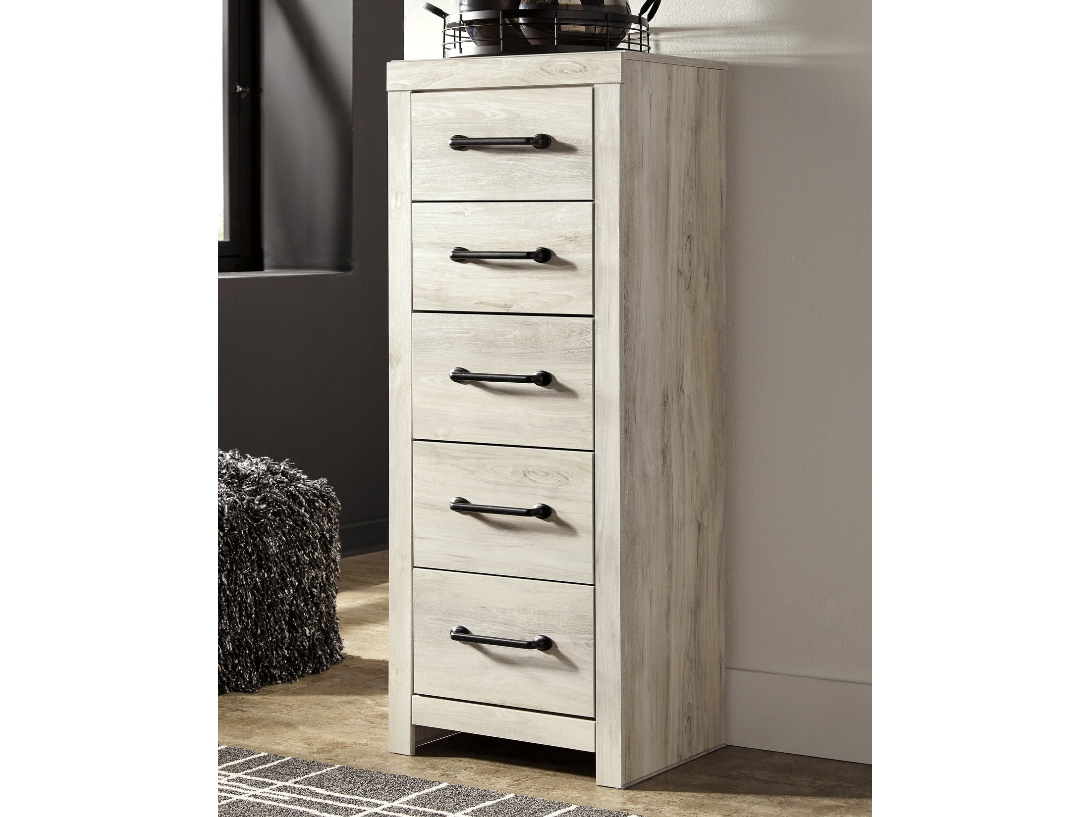 Cambeck Whitewash Narrow Chest of Drawers