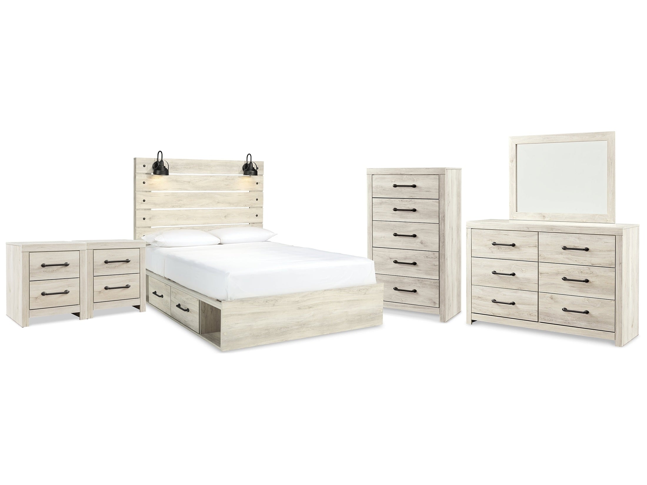 Cambeck Whitewash Queen Panel Bedroom Set
