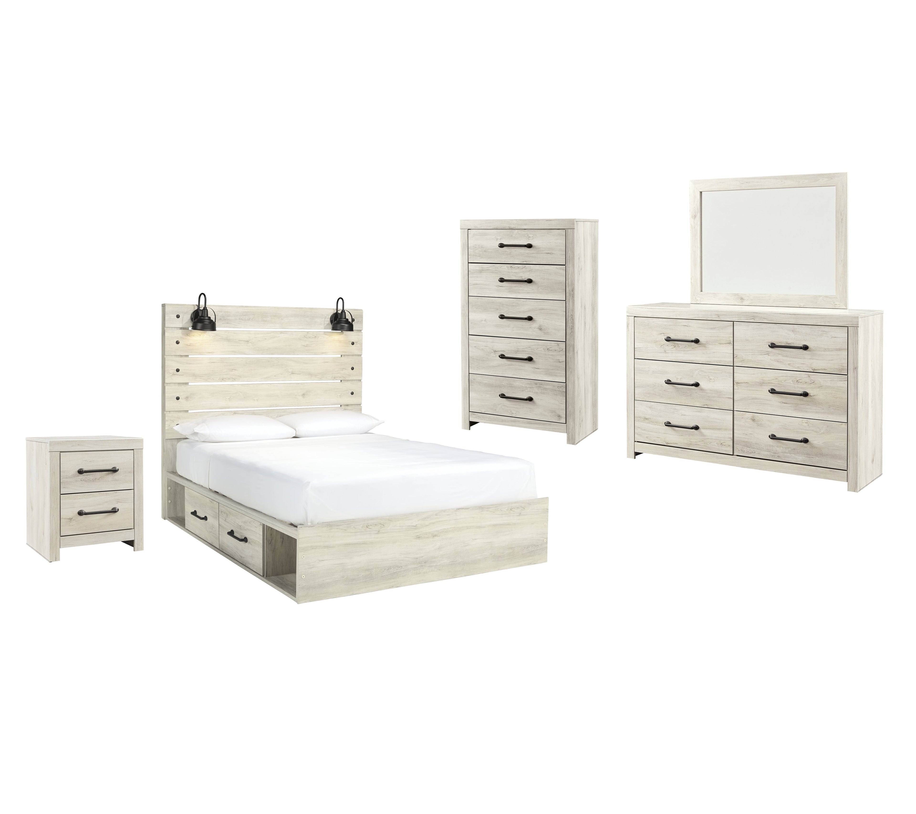 Cambeck Whitewash Queen Panel Bedroom Set