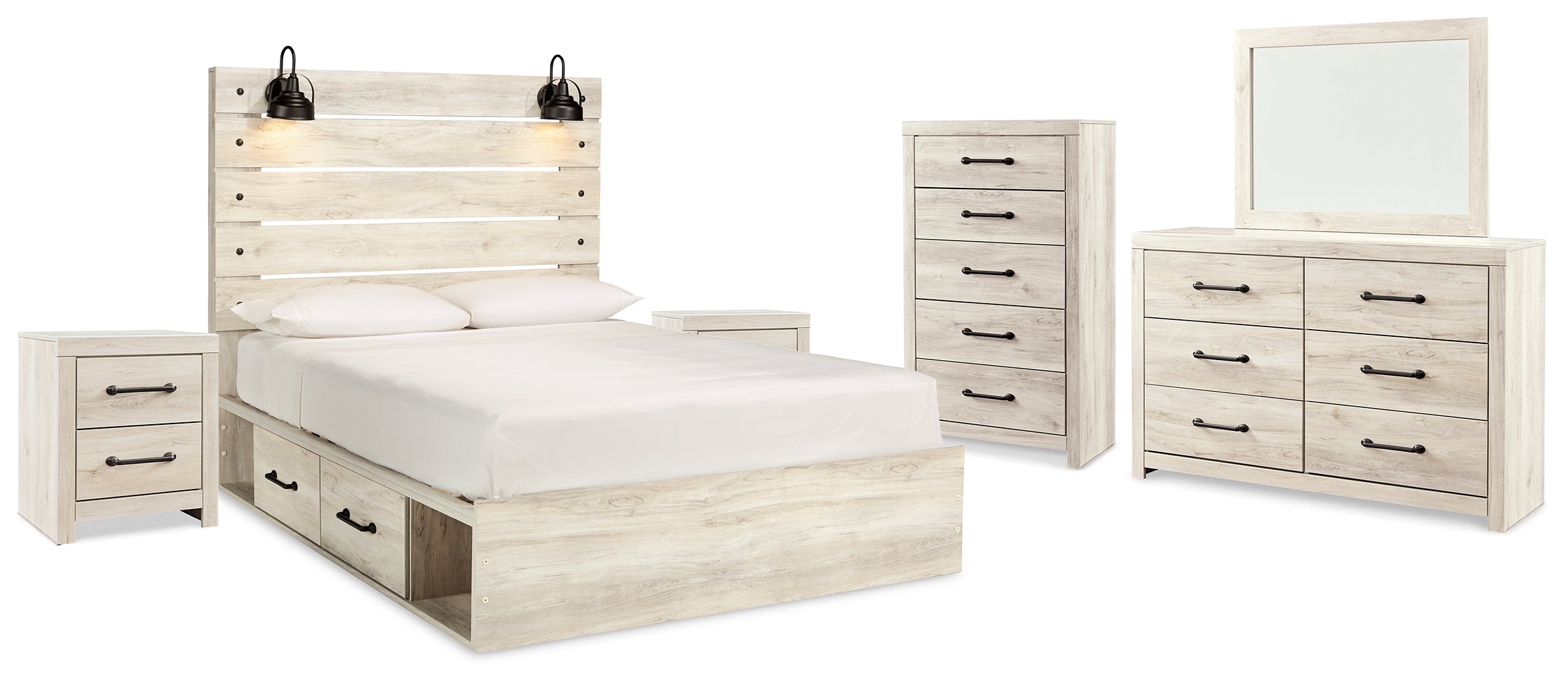 Cambeck Whitewash Queen Panel Bedroom Set