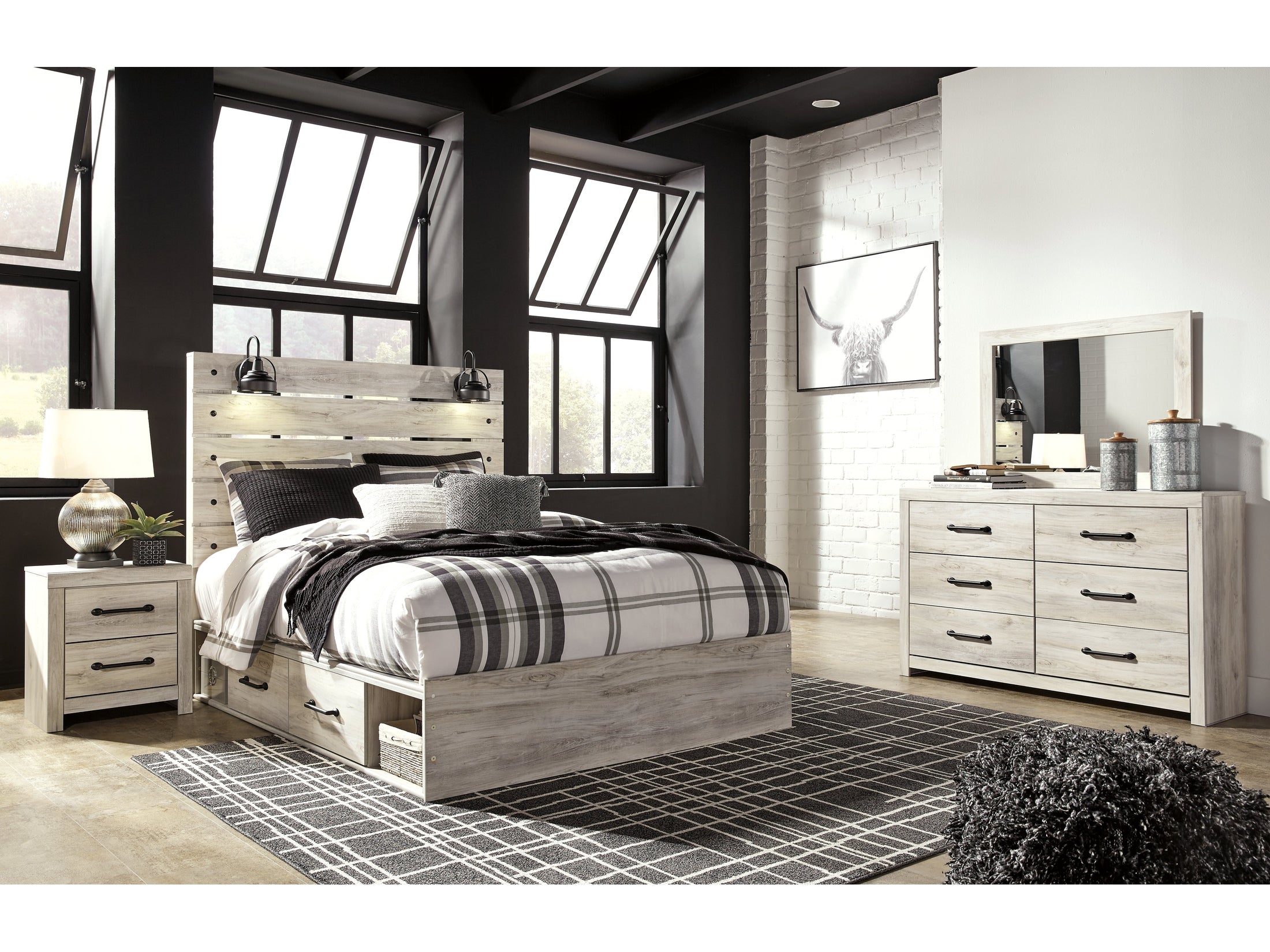 Cambeck Whitewash Queen Panel Bedroom Set