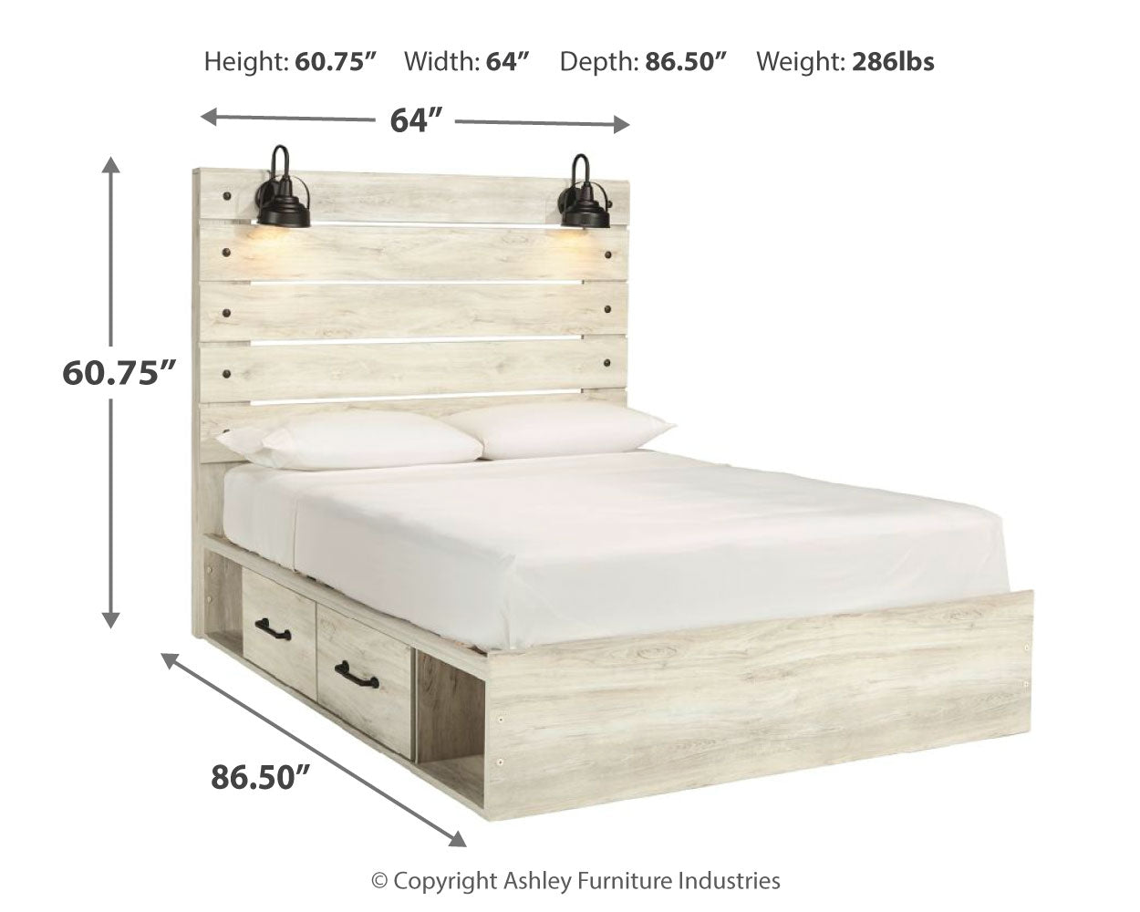 Cambeck Whitewash Queen Panel Bedroom Set