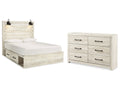 Cambeck Whitewash Queen Panel Bedroom Set with Storage and Dresser