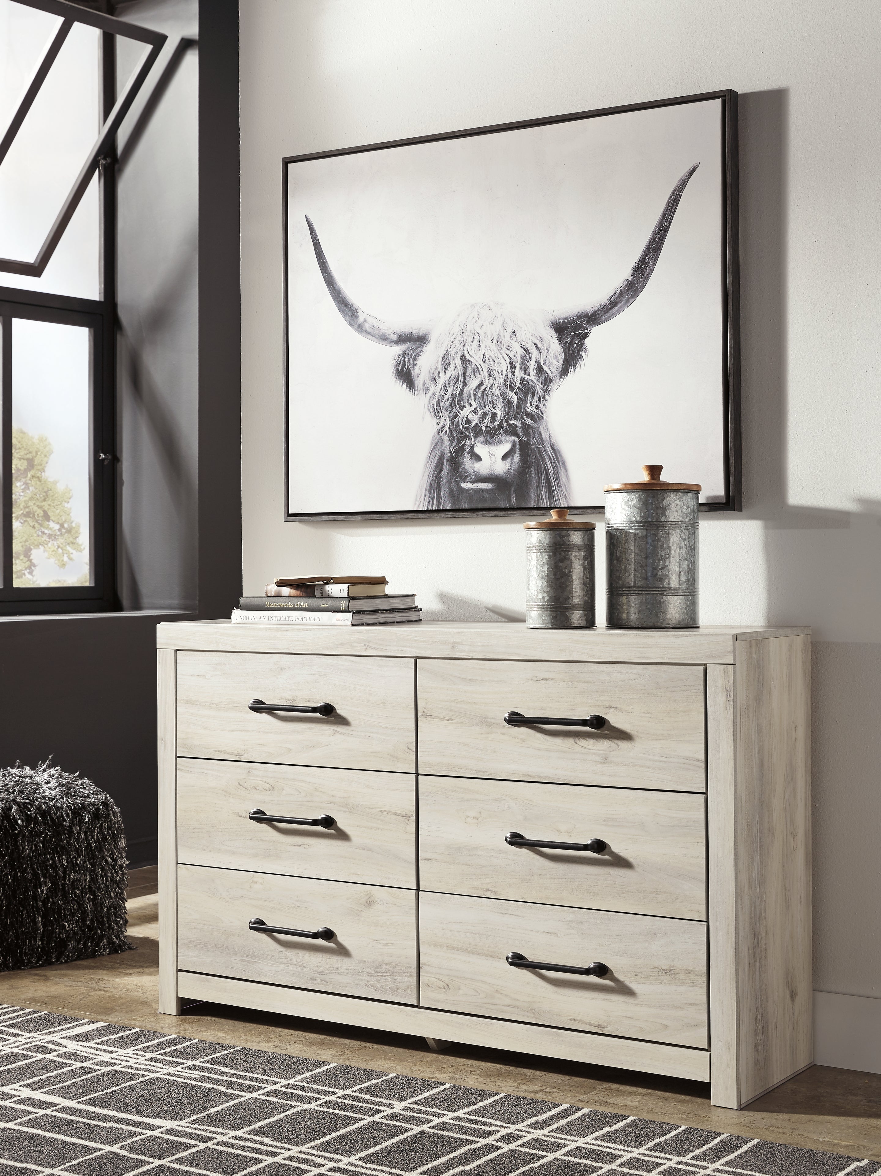 Cambeck Whitewash Queen Panel Bedroom Set with Storage and Dresser
