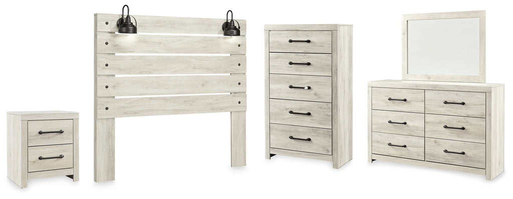Cambeck Whitewash Queen Panel Headboard, Dresser, Mirror, Chest and Nightstand