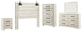 Cambeck Whitewash Queen Panel Headboard, Dresser, Mirror, Chest and Nightstand