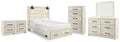 Cambeck Whitewash Queen Panel Storage Bed, Dresser, Mirror, Chest and 2 Nightstands