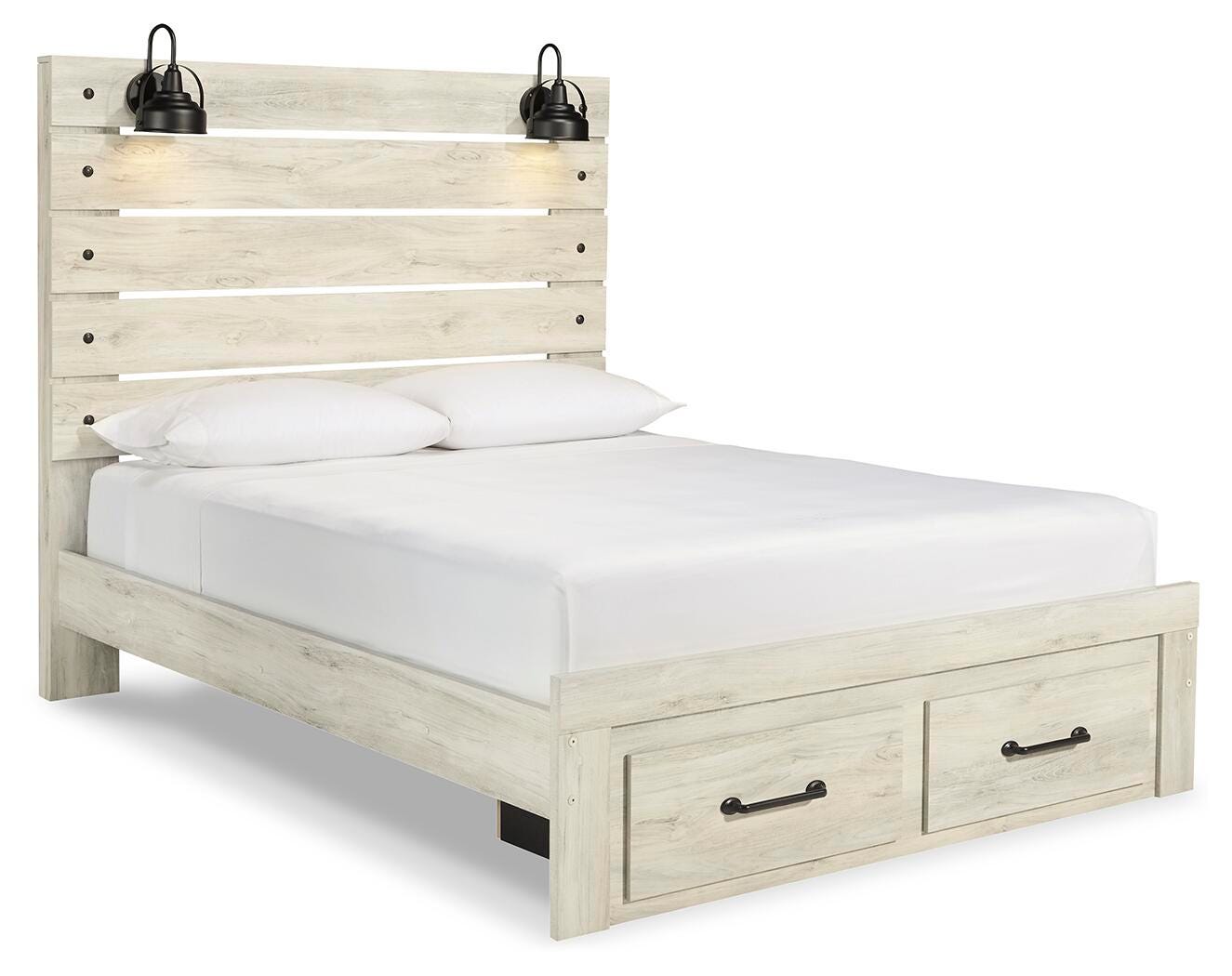 Cambeck Whitewash Queen Panel Storage Bed, Dresser, Mirror, Chest and 2 Nightstands