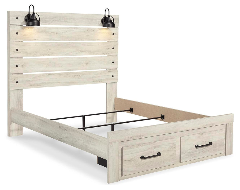 Cambeck Whitewash Queen Panel Storage Bed, Dresser, Mirror, Chest and 2 Nightstands